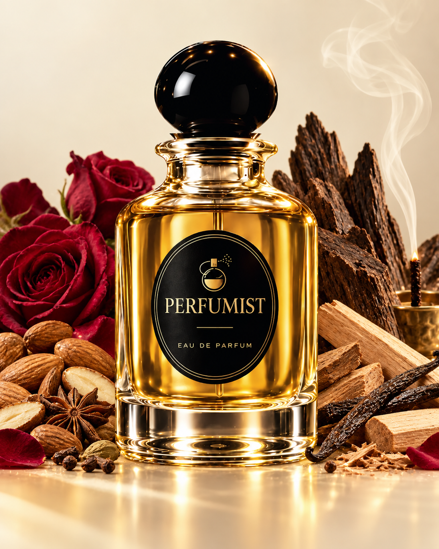 Bare Agarwood fragrance notes and accords: Almond · rose · warm spice, Oud · vanilla · sandalwood