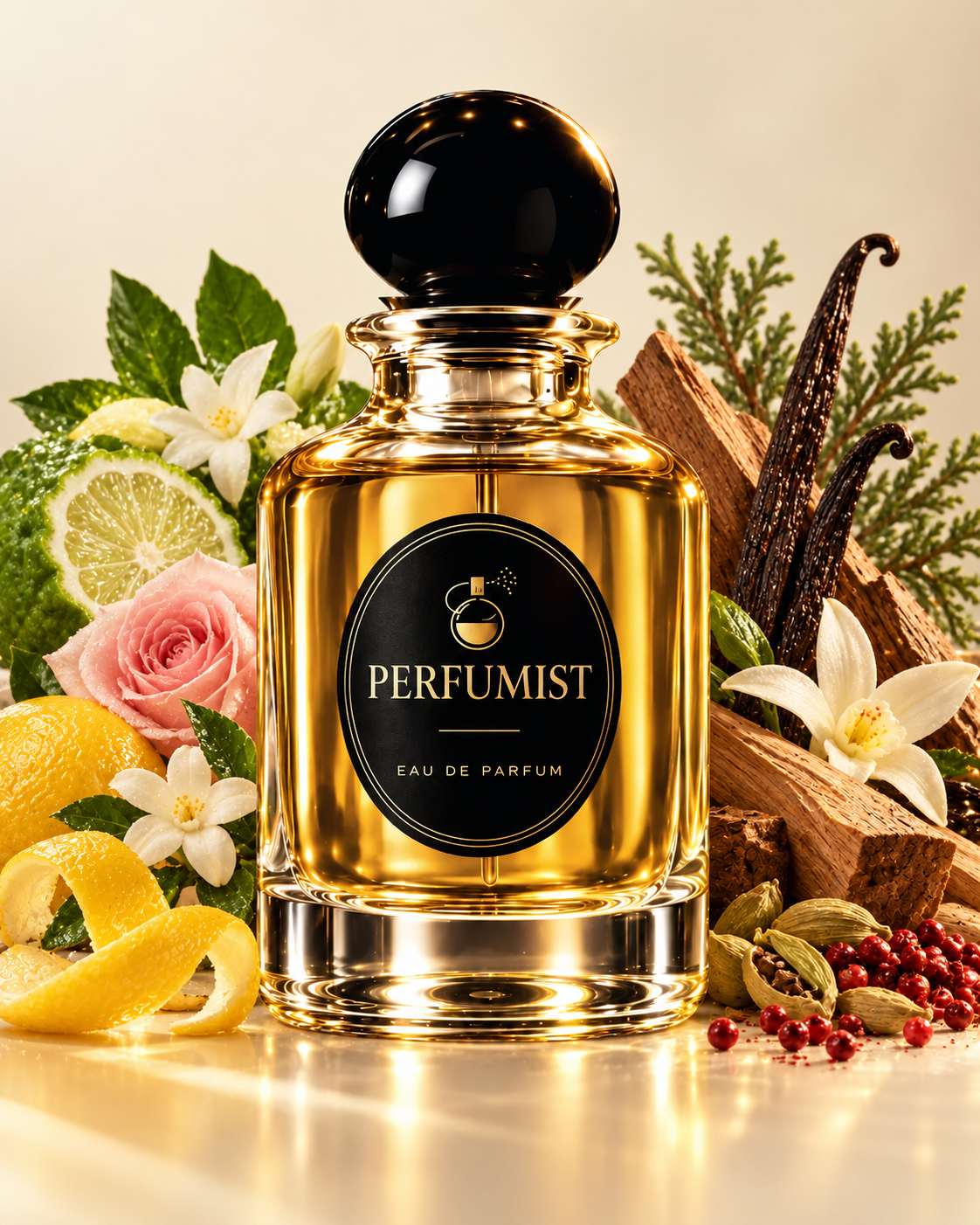 Blend Your Own custom fragrance visual with citrus, florals, spices and woods