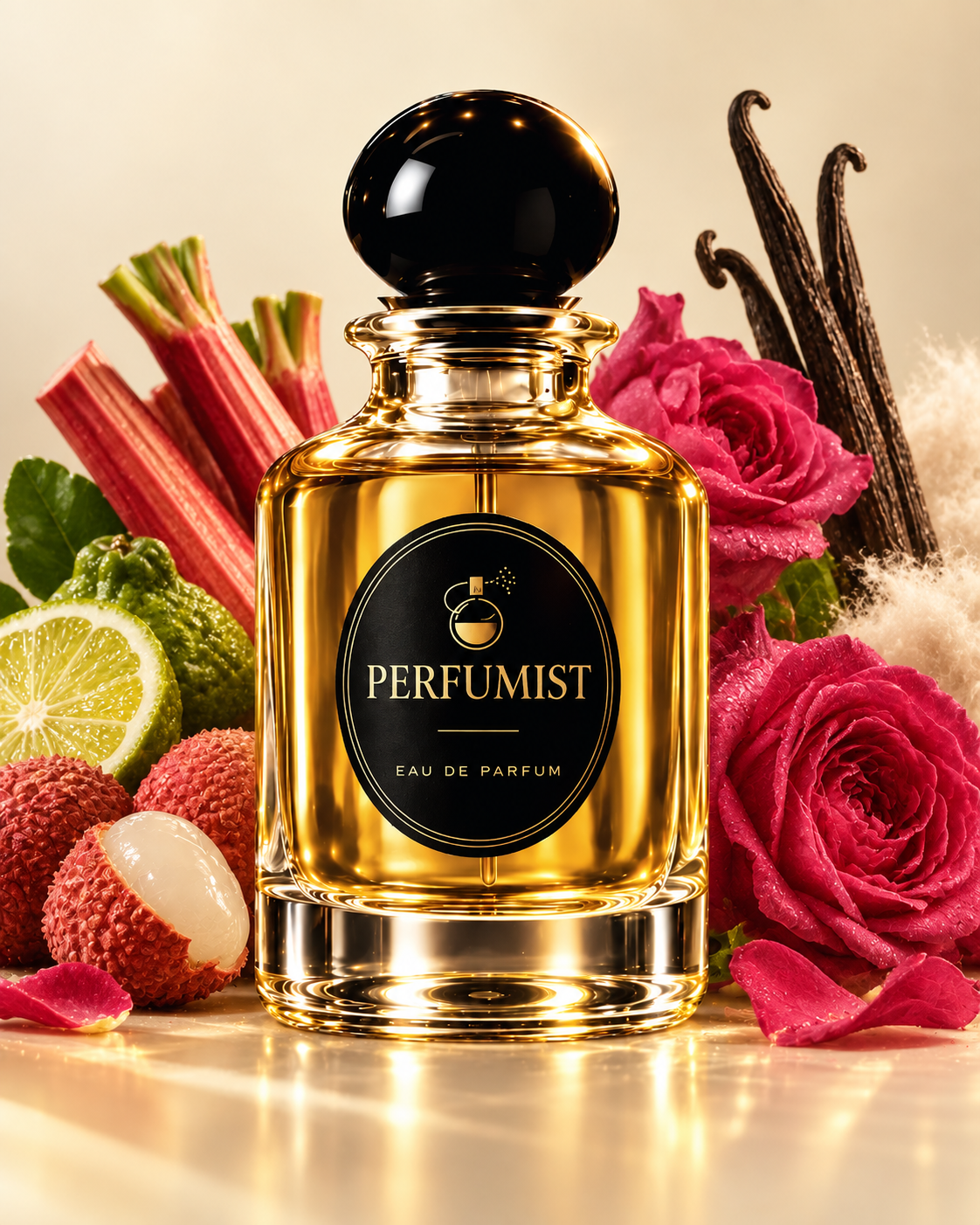 Empress Rose fragrance notes and accords: Rhubarb · lychee · bergamot, Turkish rose · vanilla · musk