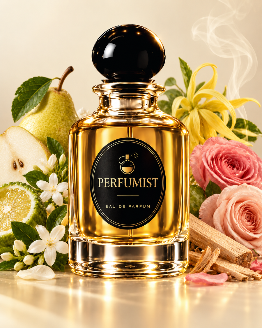 Golden Aura fragrance notes and accords: Pear · bergamot · jasmine, Ylang-ylang · rose · soft woods