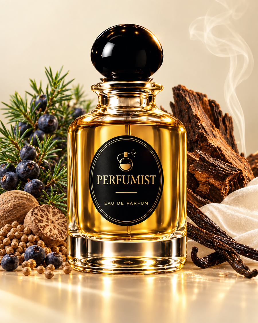 Liquid Silver fragrance notes and accords: Juniper · coriander · nutmeg, Musk · amber woods · vanilla