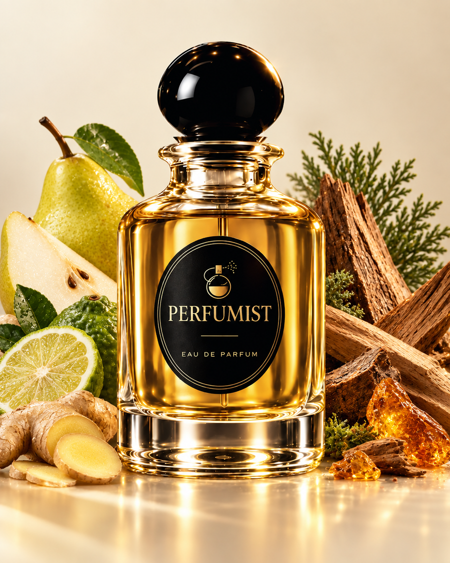 Sapphire Charm fragrance notes and accords: Pear, bergamot, ginger, amberwood, musk and cedar